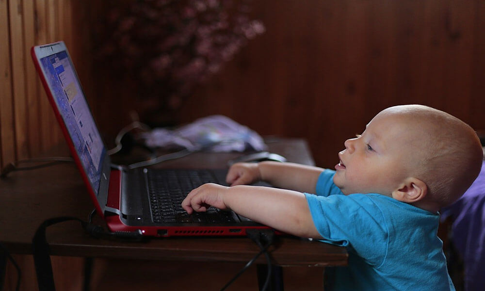 baby on laptop